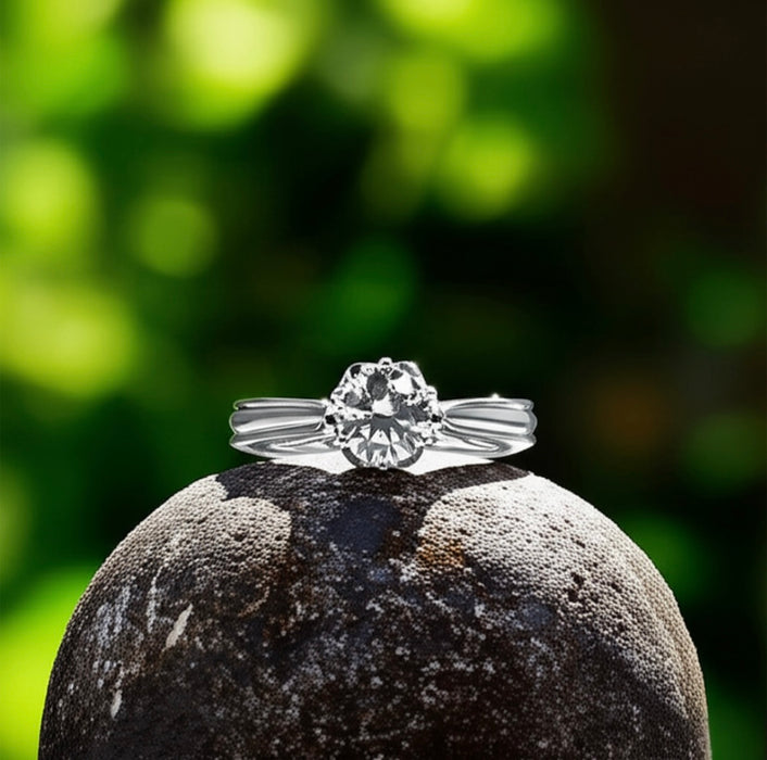 Sterling Silver CZ Flower Ring -ER-49