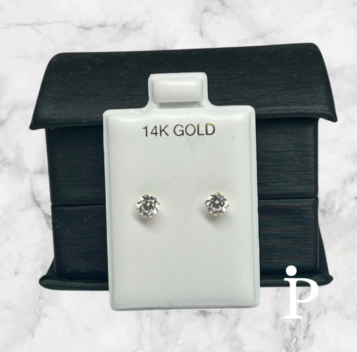 14K Yellow Gold Round Cut Earrings-GE-11