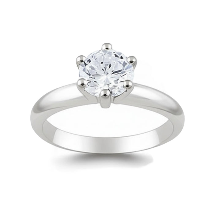 Sterling Silver Engagement Ring with Round Cut CZ-ER-65