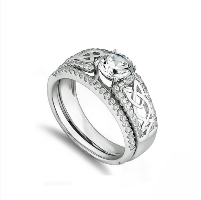 Elegant Sterling Silver CZ Pavé Celtic Ring-ER-66