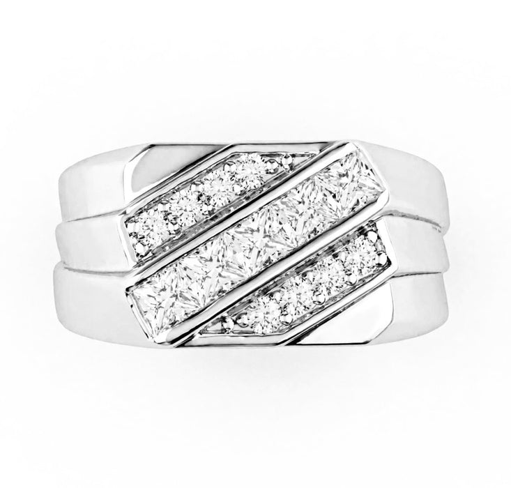 Sterling Silver Three-Line Zirconia Ring-SMR-05