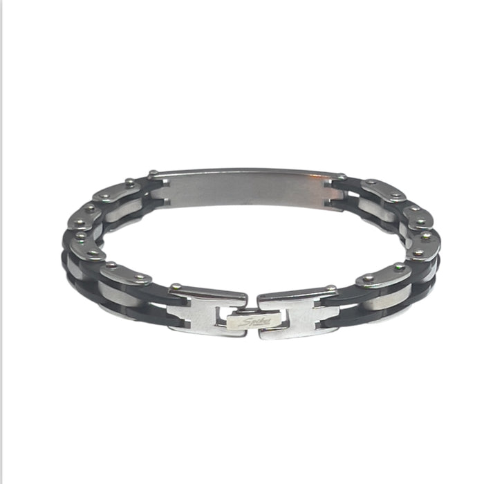 Stainless Steel Rubber ID Chain Link Bracelet -CS-26
