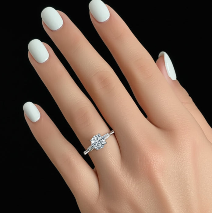 Sterling Silver CZ Engagement Ring-ER-81