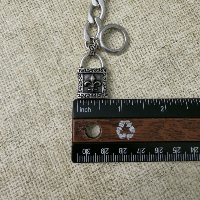Stainless Steel Fleur de Lis Padlock Bracelet-CS-56