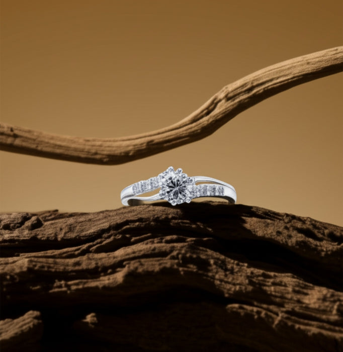 Sterling Silver Solitaire Zirconia Engagement Ring-ER-38