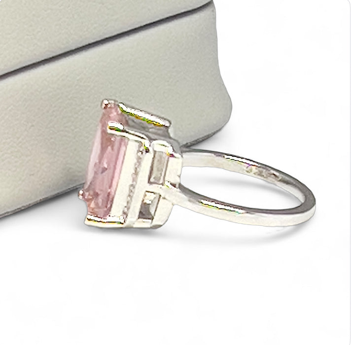 Sterling Silver Pink CZ Ring-AE-54