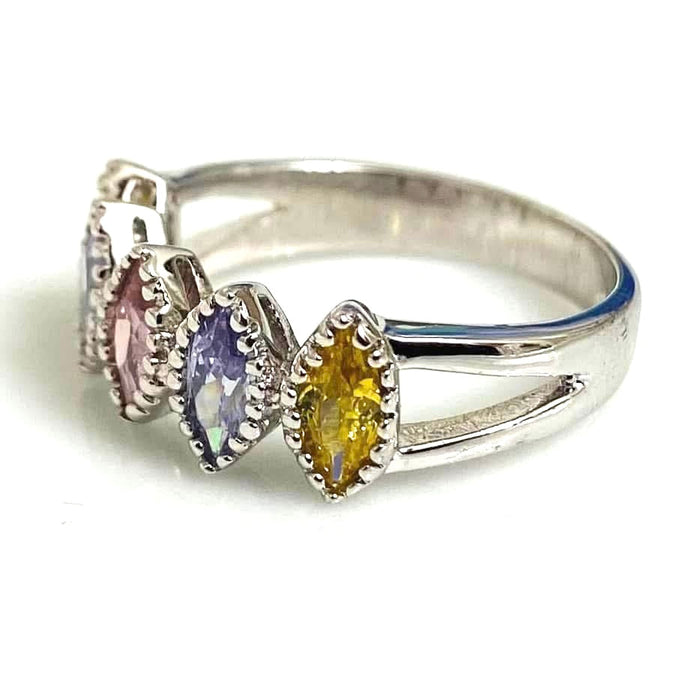 Sterling Silver CZ Multicolors Ring-CL-50