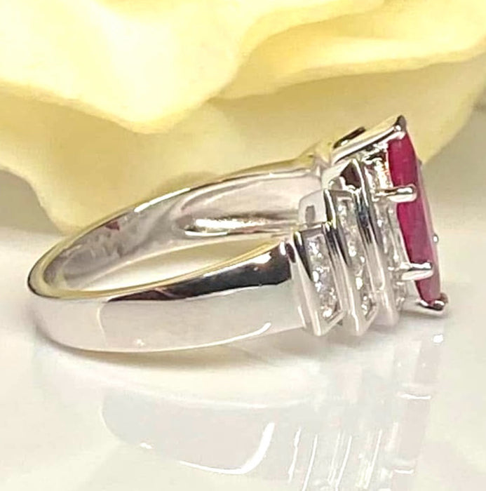 CZ Sterling Silver Ring Marquise Cut Ruby - ER- 25