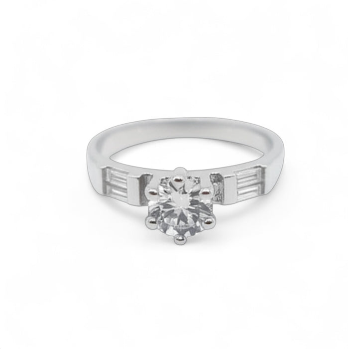 Sterling Silver Round CZ Engagement Ring-ER-95