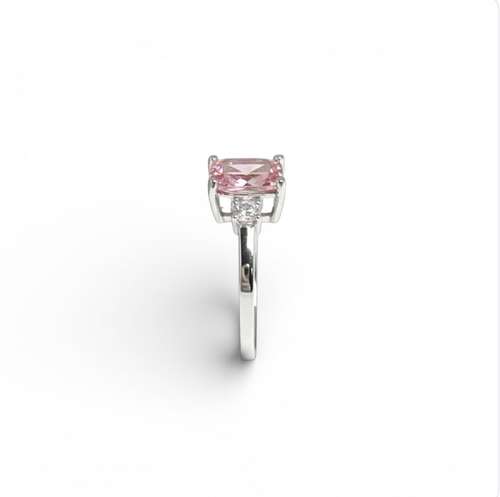 Sterling Silver Pink CZ Ring-AE-104