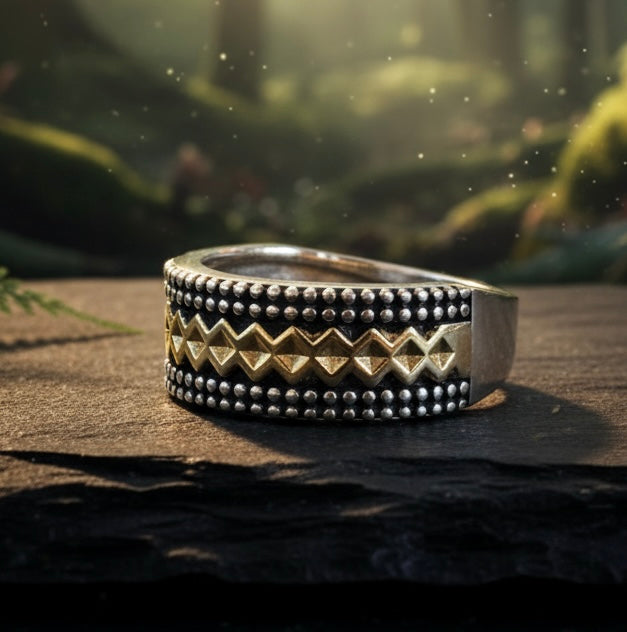 Sterling Silver Rustic Two-Tone Ring-SR-05
