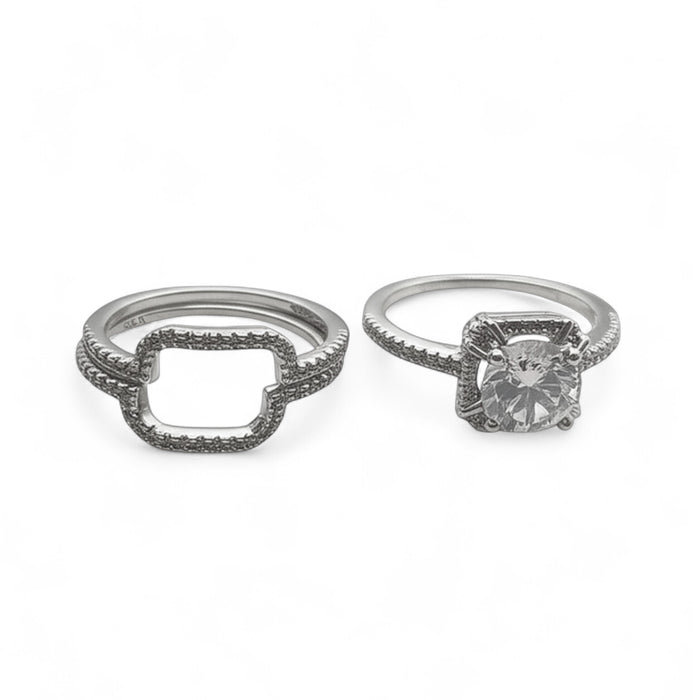 Sterling Silver Engagement Round Halo Pave CZ Set Ring-ER-126