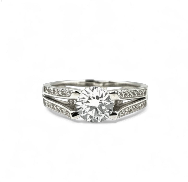 Sterling Silver Sparkle Micro Pave Wedding Ring-ER-117