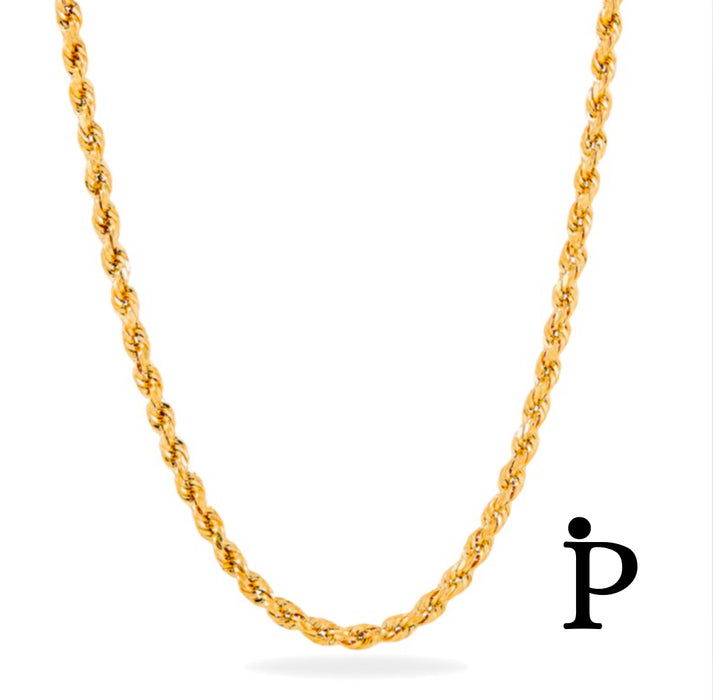 Hollow Rope Chain in 14K Yellow Gold, 3.MM, 24"-GCH-04