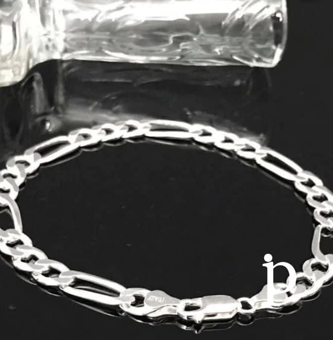 (CEP-27) .925 Silver Figaro Style Bracelet