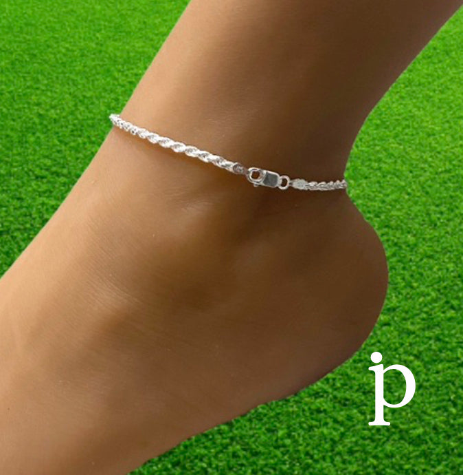 (TP-22).925 Silver Rope Style Anklet