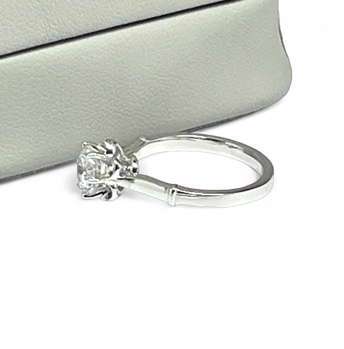 Sterling Silver Engagement Clear CZ Ring -ER-33