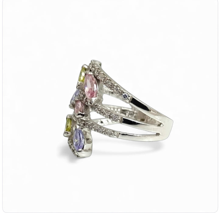 Sterling Silver Multicolor CZ Ring CL-34