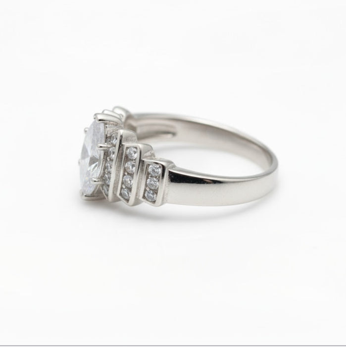 Sterling Silver Marquise CZ Engagement Ring -ER-23