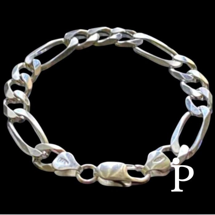 Sterling Silver Figaro Link Chain Bracelet-SB-08