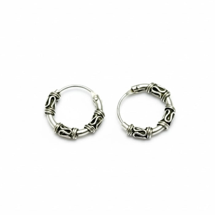 Sterling Silver 2.5mm x 12mm Bali Hoop Earring -SET-55