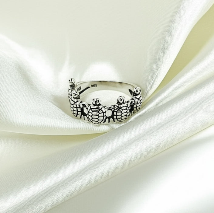 Sterling Silver Turtle Charm Ring-SR-03