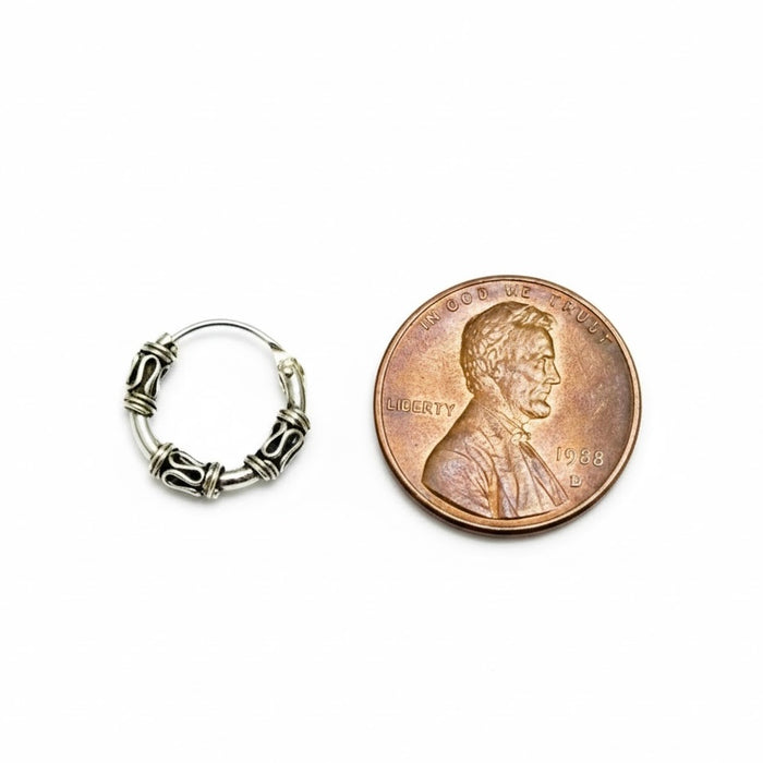 Sterling Silver 2.5mm x 12mm Bali Hoop Earring -SET-55