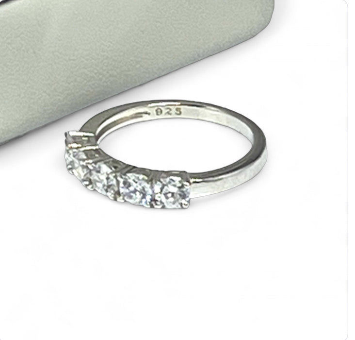 Silver Engagement Ring with 5 Cubic Zirconia Stones- ER- 21