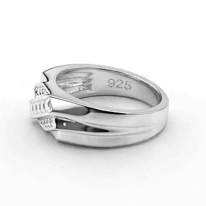 Sterling Silver Three-Line Zirconia Ring-SMR-05