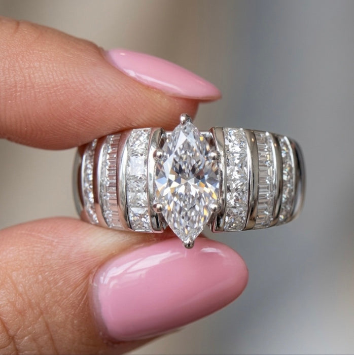 Sterling Silver Marquise Cut CZ Engagement Ring -ER-41