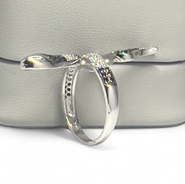 Sterling Silver Two-Tone CZ Snake Shaped Ring-AE-45
