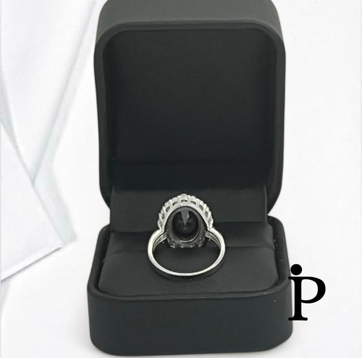 Sterling Silver Elegant Synthetic Onyx Ring- AE-17