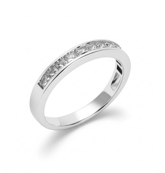 Sterling Silver Princess-Cut 2-Piece CZ Engagement Ring-ER-107