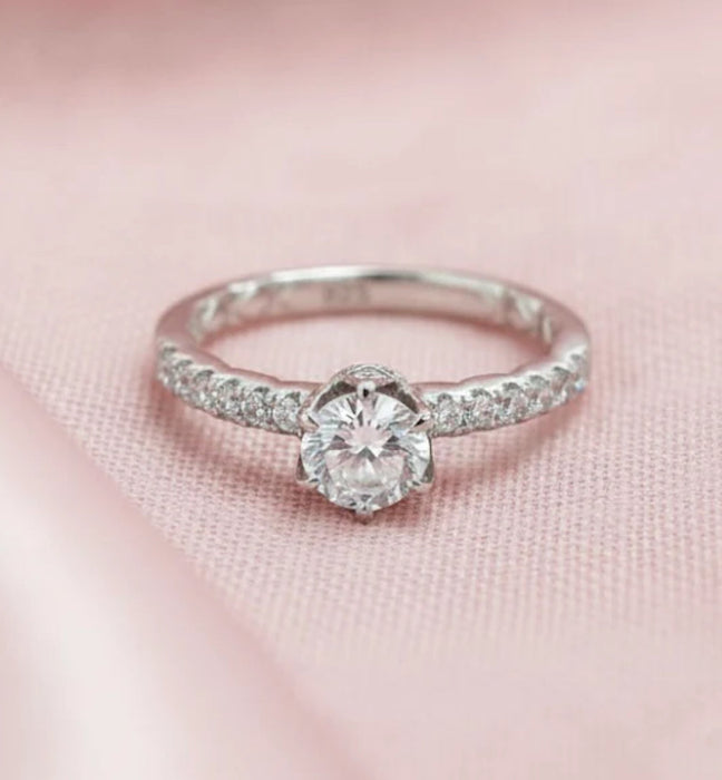 Sterling Silver Clear CZ Crown Engagement Ring-ER-31