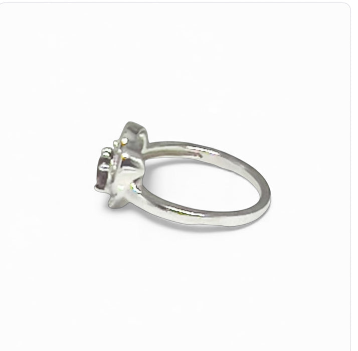 Sterling Silver Precious Heart Garnet CZ Ring-AE-55