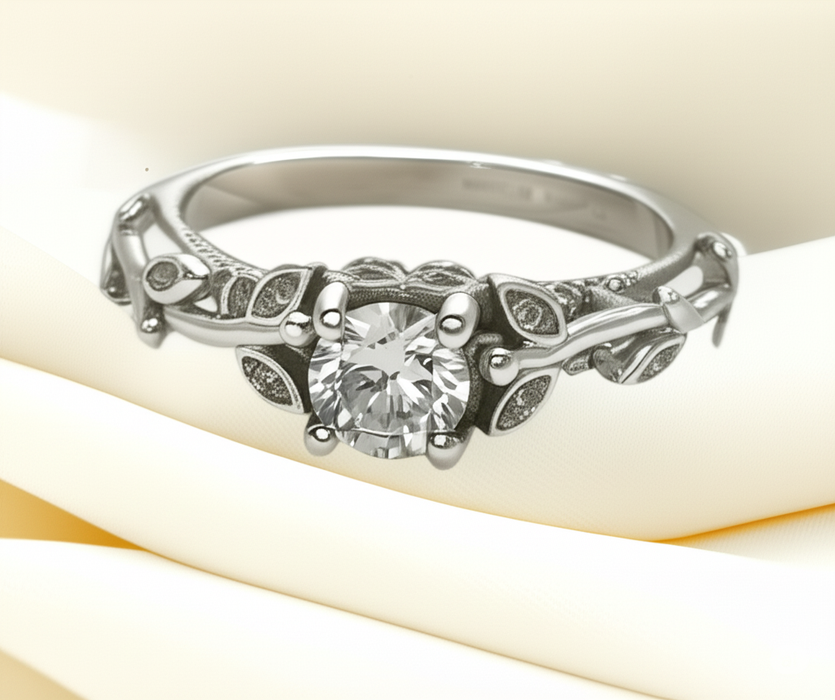 Sterling Silver CZ Engagement Ring-ER-159
