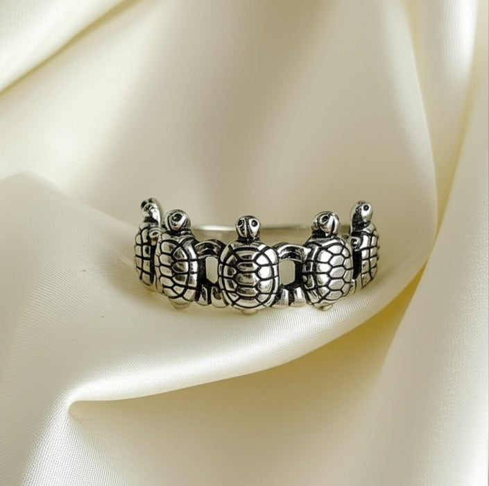 Sterling Silver Turtle Charm Ring-SR-03
