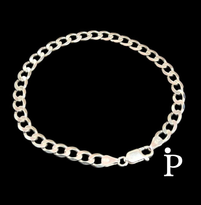 Sterling Silver Curb Link Chain Bracelet-9.0"-SB-40