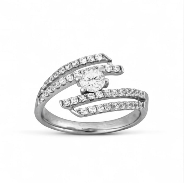 Sterling Silver Princess Cut CZ Engagement Ring-ER-60