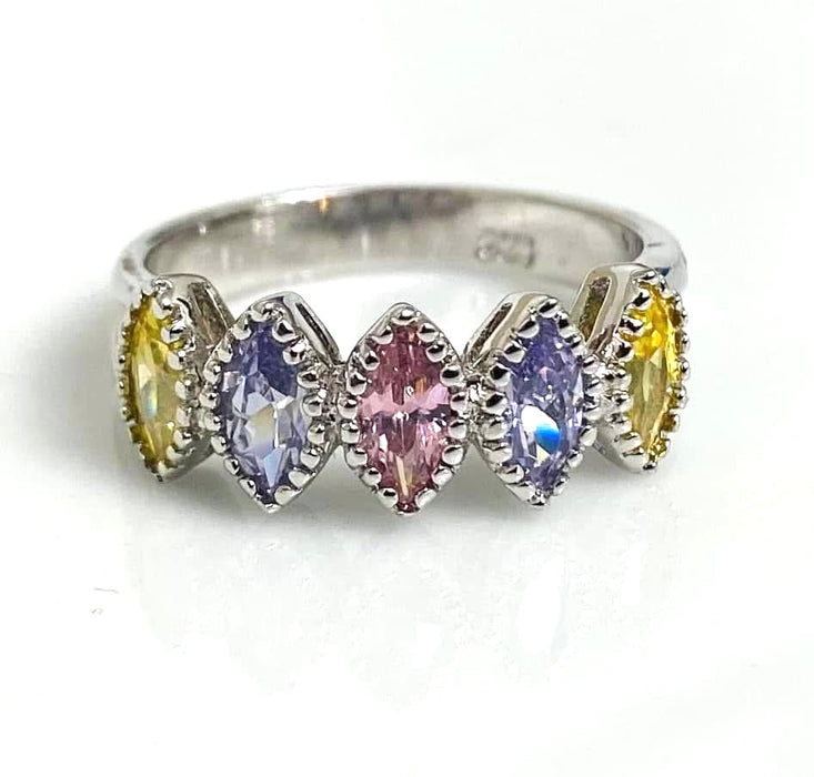 (ULP-50).925 Plata Anillo con 6 ZC en diferentes colores.
