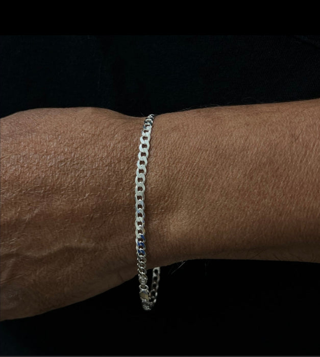 Sterling Silver Curb Link Chain Bracelet-9.0"-SB-14
