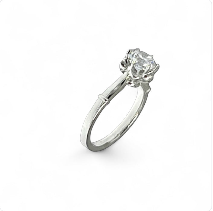 Sterling Silver Engagement Clear CZ Ring -ER-33