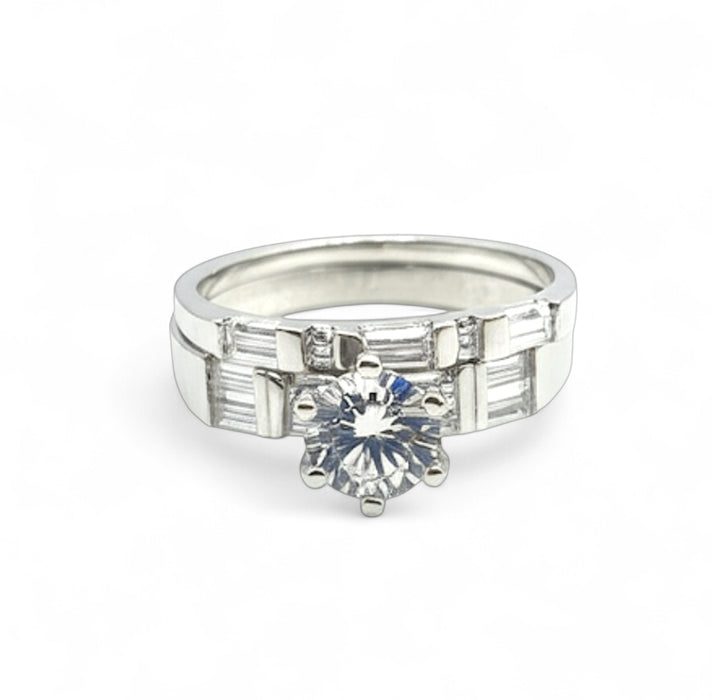 Sterling Silver Round CZ Engagement Ring-ER-95