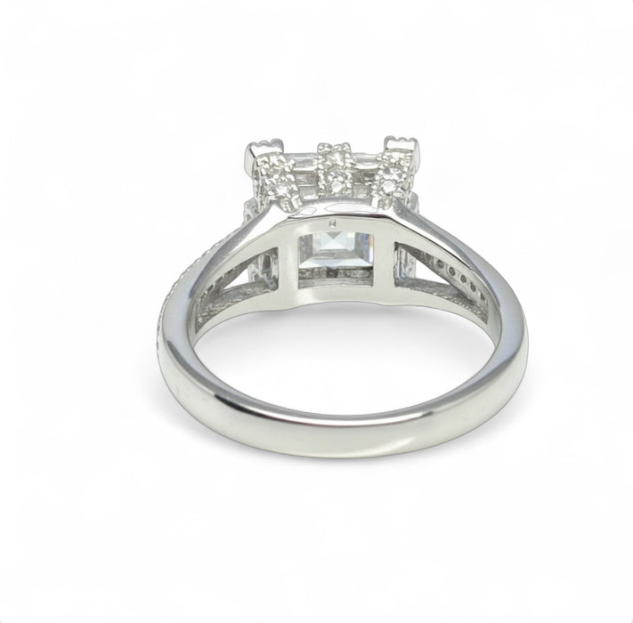 Sterling Silver Asscher-Cut CZ Engagement Ring -ER-176