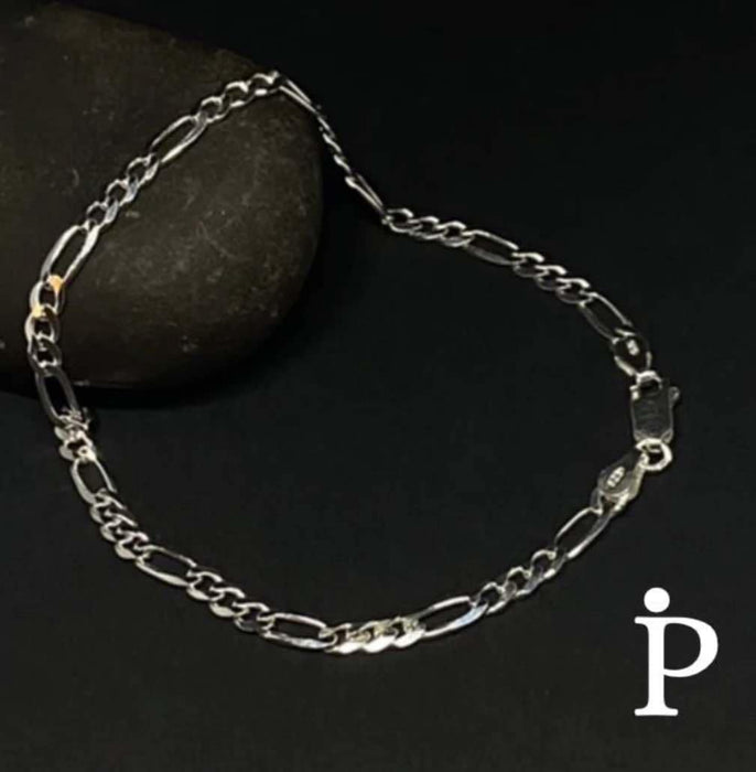 Sterling Silver Figaro Link Chain Bracelet-SB-15