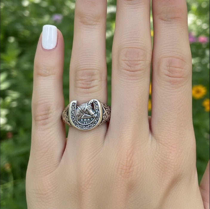 Sterling Silver Lucky Horse Horseshoe Unisex Ring-SR-06