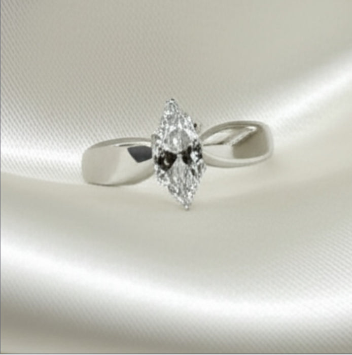 Sterling Silver Marquise Clear CZ Ring-ER-12