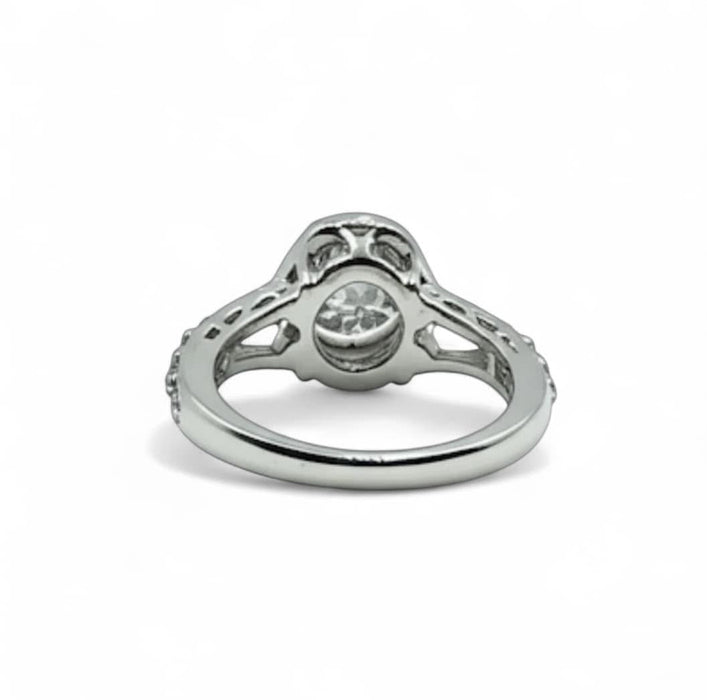 Sterling Silver Clear CZ Round Cushion Engagement Ring-ER-77