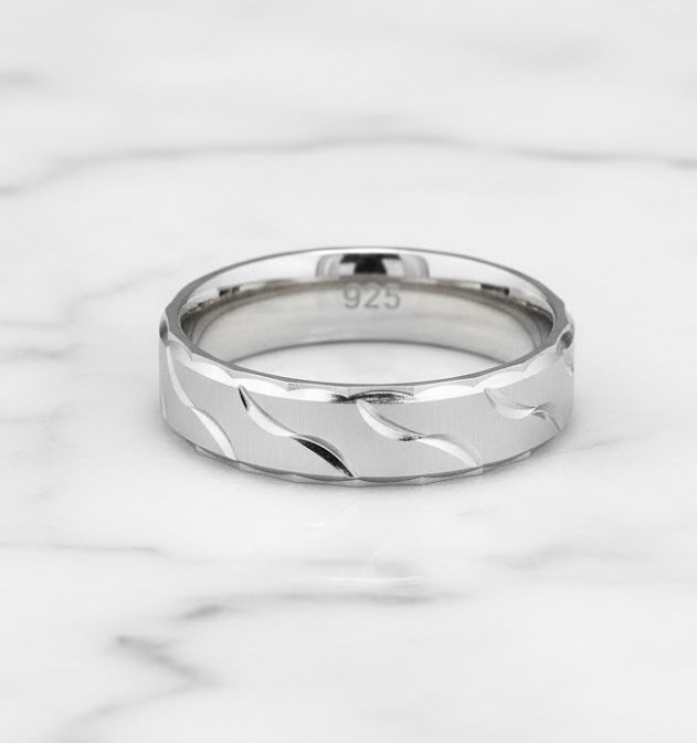 Sterling Silver Elegant .925 Wedding Ring -SW-19