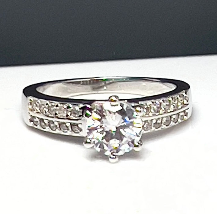 Sterling Silver CZ Engagement Ring-CL-02
